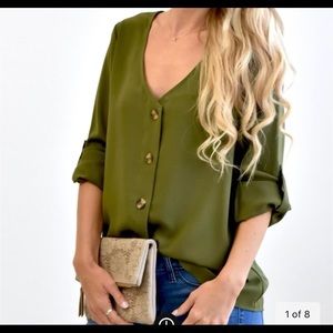 Olive green detailed blouse
